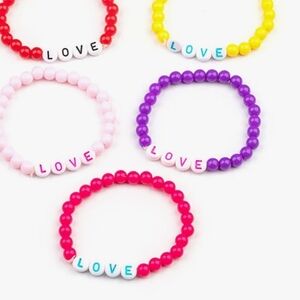 Paparazzi Kids 'LOVE' Beaded Bracelets - Red, Yellow, Pink, Purple